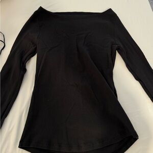 Brandy Melville Black boat neck Long Sleeve Top